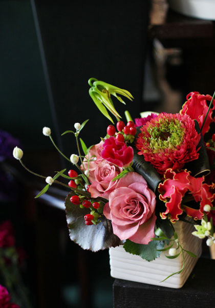 アレンジメント 赤系